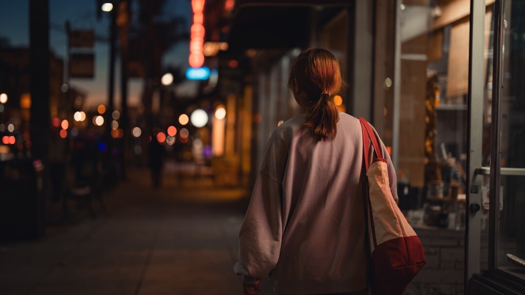 woman walking alone at night